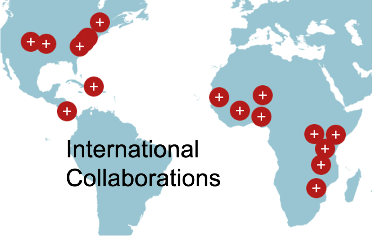 World map highlighting the global network of collaborating breeding and research programs